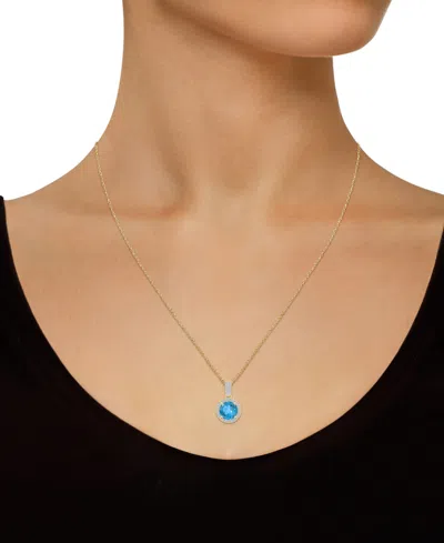 Macy's Lab-created Amethyst (1-1/4 Ct. T.w.) & Lab-created White Sapphire (1/6 Ct. T.w.) Halo 18" Pendant N In Gold