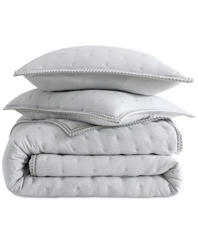 Ugg Devon  Braid Quilt Set, Full/queen In Silver