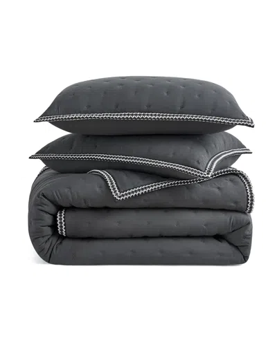 Ugg Devon  Braid Quilt Set, Full/queen In Black