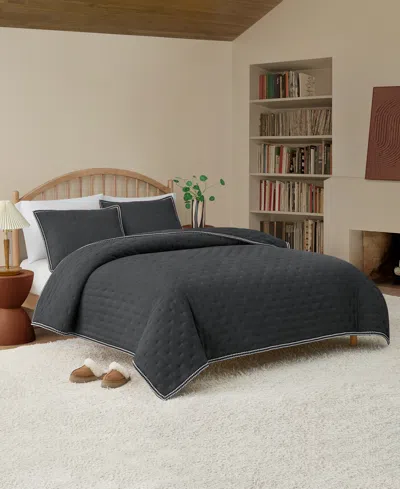 Ugg Devon  Braid Quilt Set, Full/queen In Black