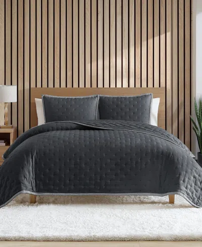 Ugg Devon  Braid Quilt Set, Full/queen In Black