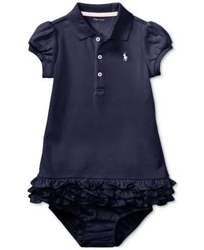 Polo Ralph Lauren Baby Girls Ruffled Trim Cupcake Dress In Blue
