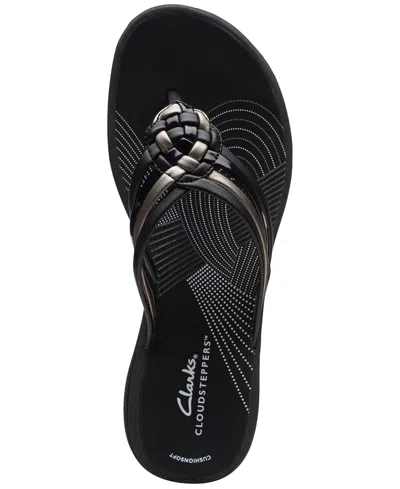 Clarks Women's Breeze Coral Thong Sandals In Black