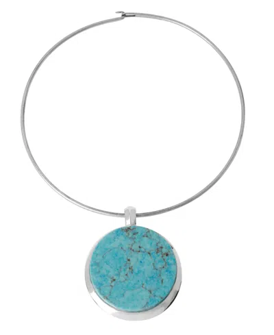 Robert Lee Morris Soho Turquoise Pendant Wire Necklace In Metallic