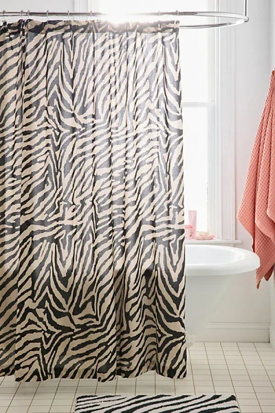 Urban Outfitters Darcie Zebra Print Patterned Shower Curtain In Zebra At  In Black