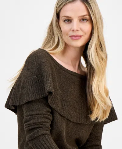 And Now This Petite Cape-overlay Long-sleeve Sweater, Macy's Exclusive In Green