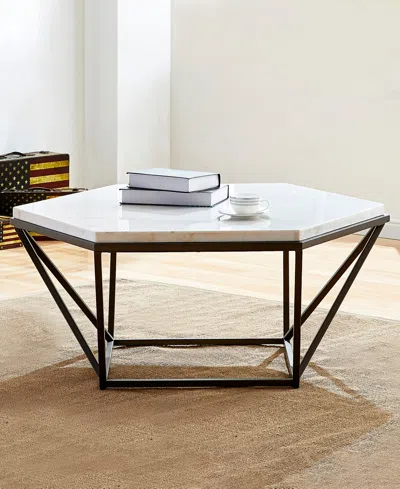 Macy's Steve Silver Corvus 36" Hexagonal Shape Marble Top Cocktail Table