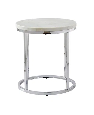 Macy's Steve Silver Echo 22" Round Marble And Chrome End Table