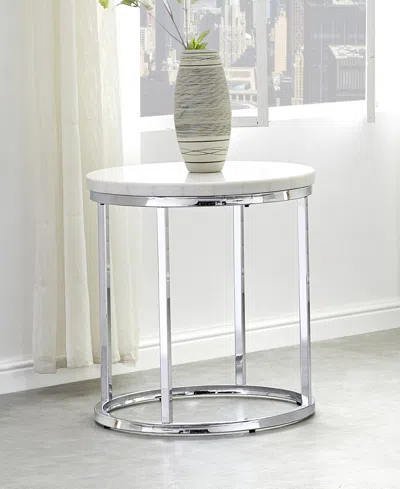 Macy's Steve Silver Echo 22" Round Marble And Chrome End Table