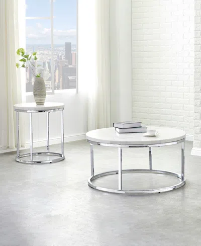 Macy's Steve Silver Echo 22" Round Marble And Chrome End Table