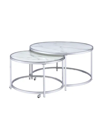 Macy's Steve Silver Rayne 36" Round Faux Marble Nesting Cocktail Tables