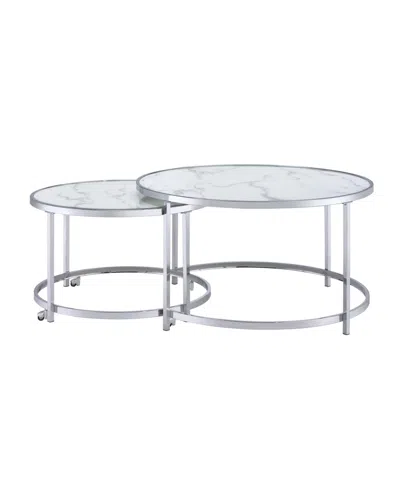 Macy's Steve Silver Rayne 36" Round Faux Marble Nesting Cocktail Tables