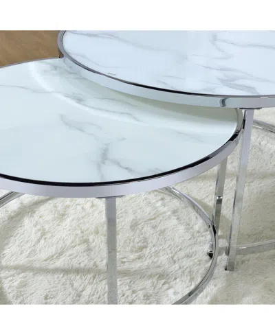 Macy's Steve Silver Rayne 36" Round Faux Marble Nesting Cocktail Tables