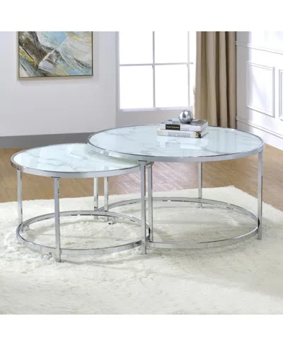 Macy's Steve Silver Rayne 36" Round Faux Marble Nesting Cocktail Tables