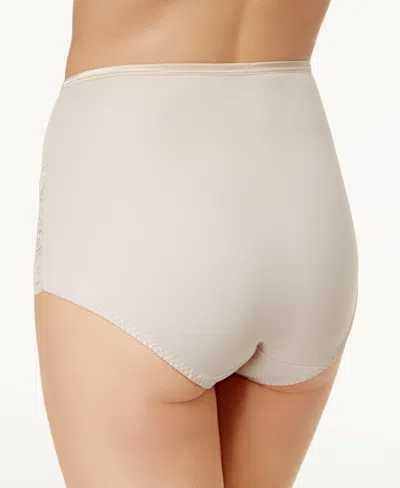 Bali Women's Firm Tummy-control Lace Trim Microfiber Brief Underwear 2 Pack X054 In Silver