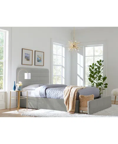Macy's Haryan Twin Upholstered Storage Bed In Silver
