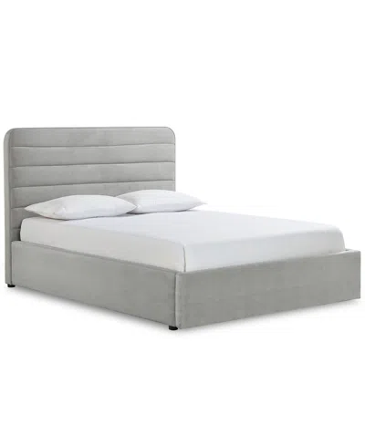 Macy's Haryan King Upholstered Storage Bed In Silver