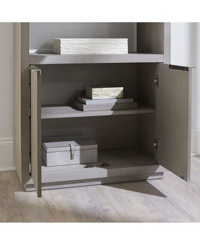 Macy's Tivie 74" Wood Floating Base Bookshelf In Gray