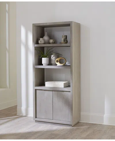 Macy's Tivie 74" Wood Floating Base Bookshelf In Gray