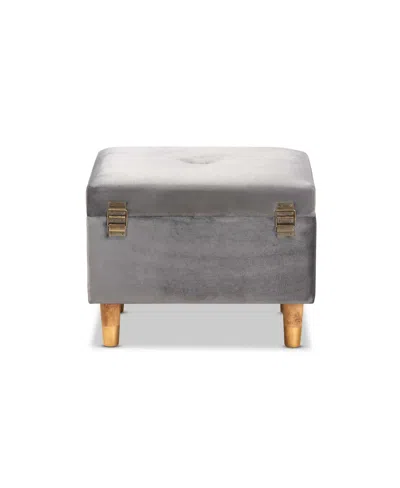 Baxton Studio Elias Modern And Contemporary Velvet Fabric Upholstered And Finished Wood Storage Ottoman