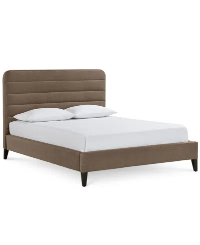 Macy's Haryan Upholstered Queen Bed In Brown