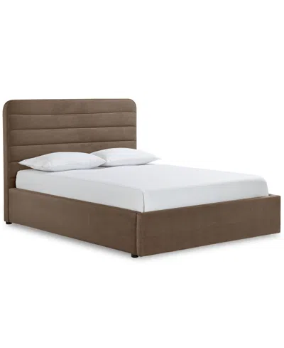 Macy's Haryan Queen Upholstered Storage Bed In Brown