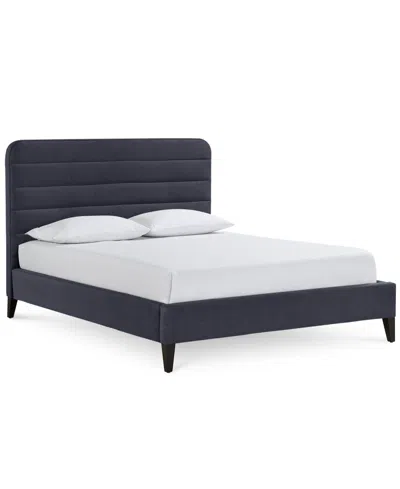 Macy's Haryan Upholstered Queen Bed In Blue
