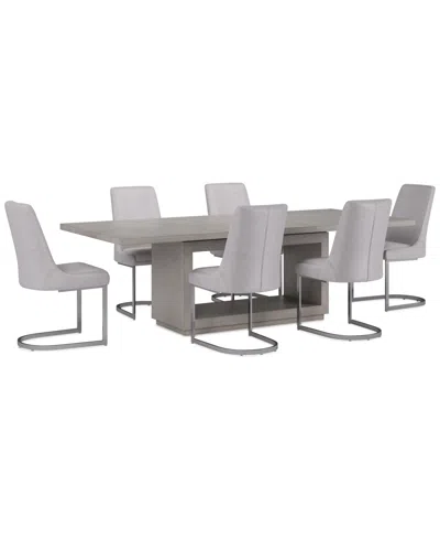 Macy's Tivie 7 Pc Dining Set (rectangular Table + 6 Dining Chairs), Created For  In Gray