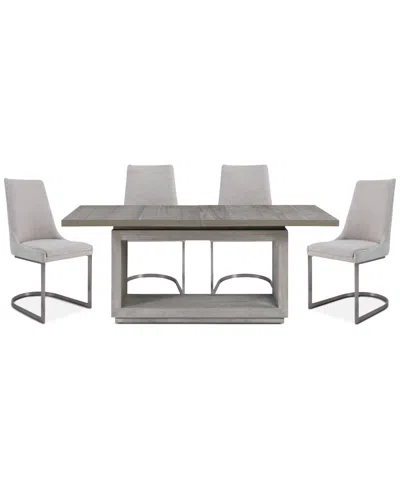 Macy's Tivie 5 Pc Dining Set (rectangular Table + 4 Dining Chairs), Created For  In Neutral