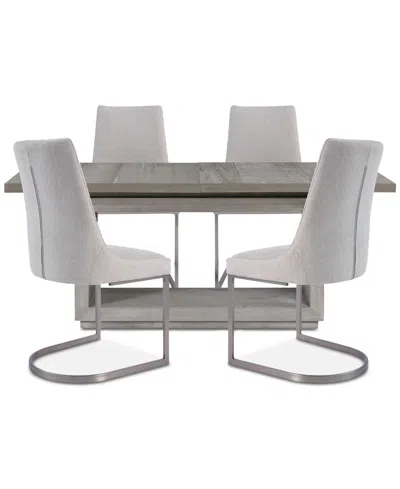 Macy's Tivie 5 Pc Dining Set (rectangular Table + 4 Dining Chairs), Created For  In Neutral