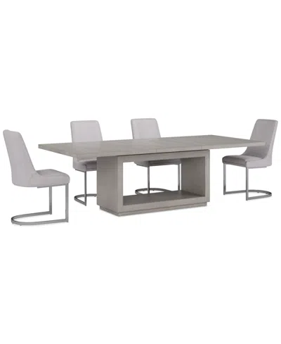 Macy's Tivie 5 Pc Dining Set (rectangular Table + 4 Dining Chairs), Created For  In Neutral
