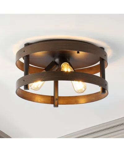 Jonathan Y Cooper 16" 3-light Farmhouse Industrial Iron Led Flush Mount