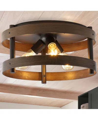 Jonathan Y Cooper 16" 3-light Farmhouse Industrial Iron Led Flush Mount