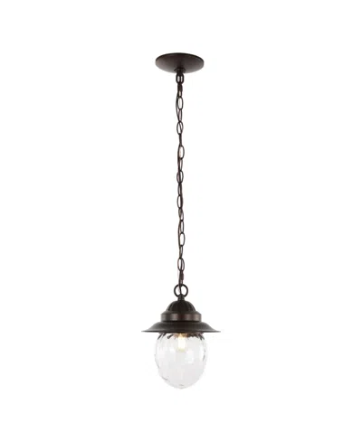 Jonathan Y Manteo 8.25" 1-light Farmhouse Industrial Iron, Glass Outdoor Led Pendant