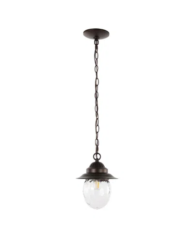 Jonathan Y Manteo 8.25" 1-light Farmhouse Industrial Iron, Glass Outdoor Led Pendant
