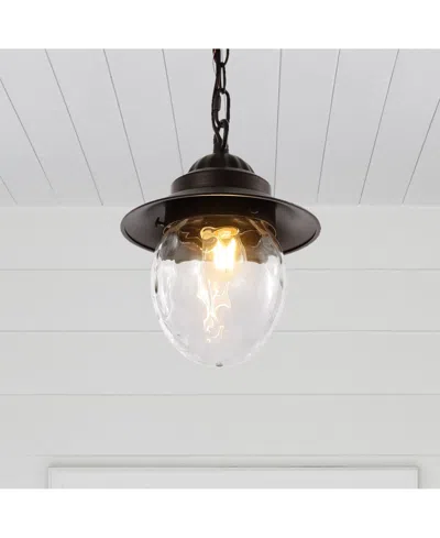 Jonathan Y Manteo 8.25" 1-light Farmhouse Industrial Iron, Glass Outdoor Led Pendant