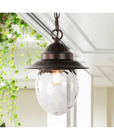 Jonathan Y Manteo 8.25" 1-light Farmhouse Industrial Iron, Glass Outdoor Led Pendant