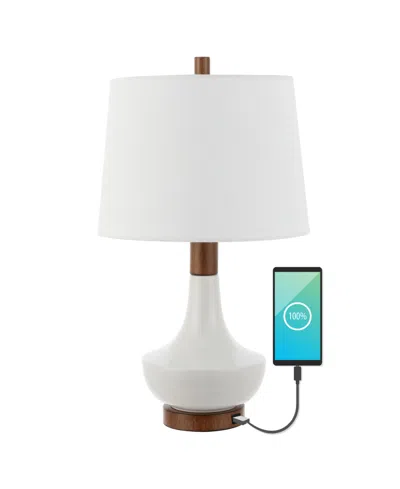 Jonathan Y Finn 23" Vintage-inspired Minimalist Iron, Ceramic Led Mini Table Lamp With Usb Charging Port