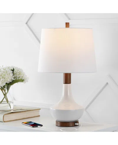 Jonathan Y Finn 23" Vintage-inspired Minimalist Iron, Ceramic Led Mini Table Lamp With Usb Charging Port
