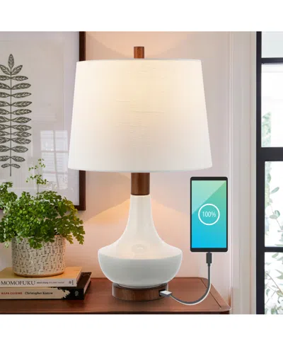 Jonathan Y Finn 23" Vintage-inspired Minimalist Iron, Ceramic Led Mini Table Lamp With Usb Charging Port