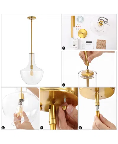 Jonathan Y Watts 13.25" 1-light Mid-century Modern Iron, Glass Led Pendant