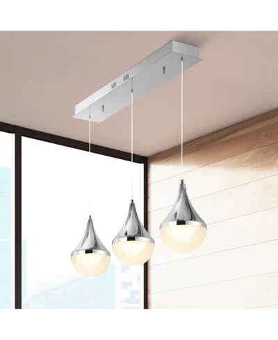 Jonathan Y Elyse Teardrop 33" 3-light Modern Mid-century Iron, Acrylic Integrated Linear Led Pendant