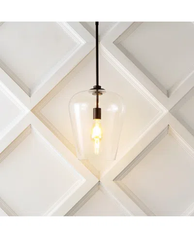 Jonathan Y Hayes 11.25" 1-light Industrial Farmhouse Iron, Glass Led Pendant