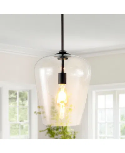 Jonathan Y Hayes 11.25" 1-light Industrial Farmhouse Iron, Glass Led Pendant