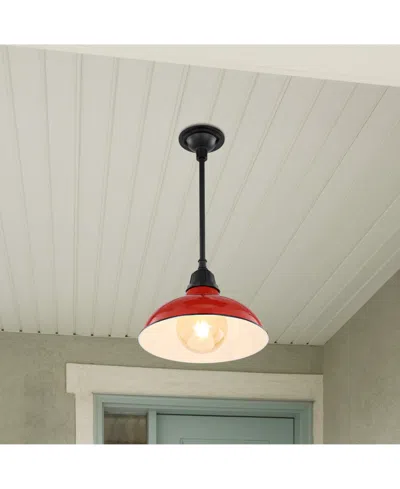 Jonathan Y Jasper 12.25" 1-light Farmhouse Industrial Indoor, Outdoor Iron Led Pendant In Multi