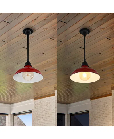 Jonathan Y Jasper 12.25" 1-light Farmhouse Industrial Indoor, Outdoor Iron Led Pendant In Multi