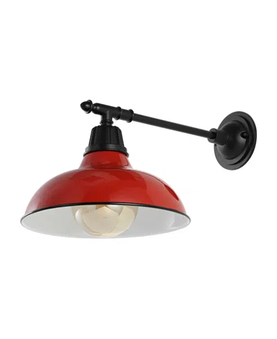 Jonathan Y Wallace 12.25" 1-light Farmhouse Industrial Indoor, Outdoor Iron Led Victorian Arm Outdoor Sconce In Multi