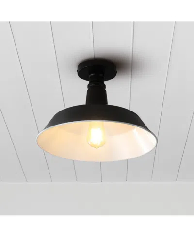 Jonathan Y Camila 14" 1-light Classic Industrial Indoor, Outdoor Iron Led Semi Flush Mount In Multi