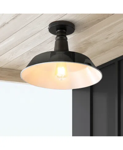 Jonathan Y Camila 14" 1-light Classic Industrial Indoor, Outdoor Iron Led Semi Flush Mount In Multi