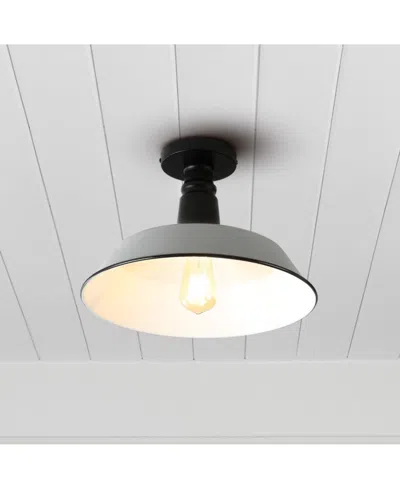 Jonathan Y Camila 14" 1-light Classic Industrial Indoor, Outdoor Iron Led Semi Flush Mount In Multi